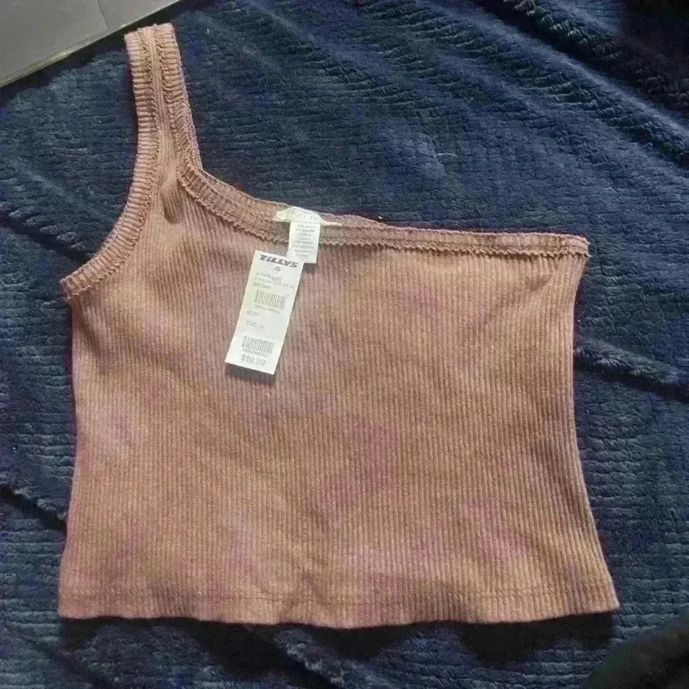 Brown one shoulder crop top size xl
